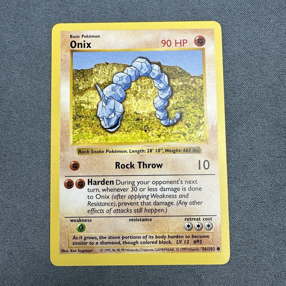 Pokemon Onix 56/102‎ Base Set 1999 Shadowless Common Vintage WOTC English